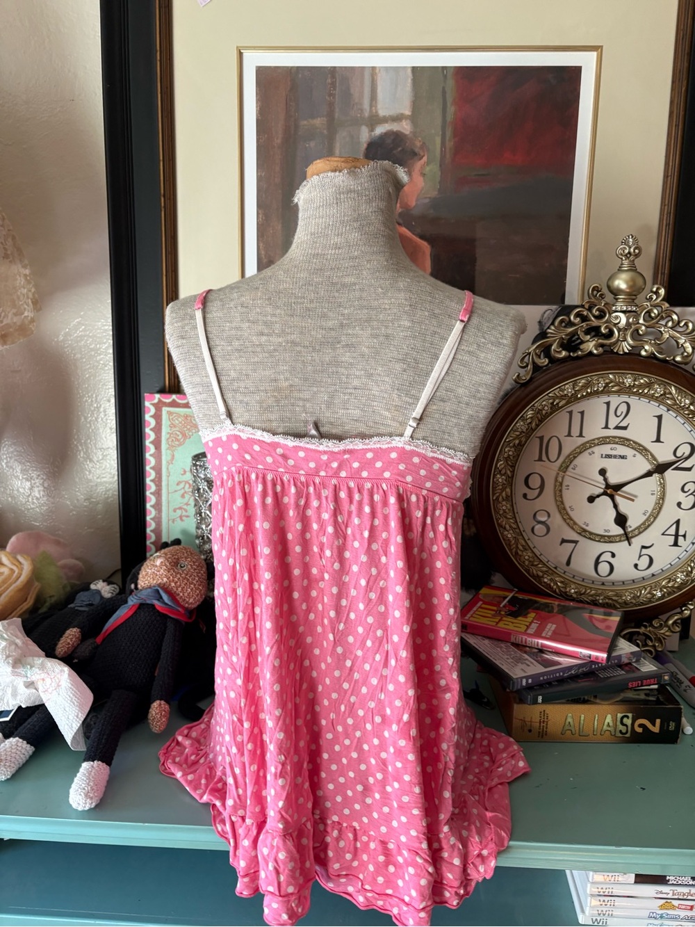 Victoria's Secret Pink Polka Dot Lace-Trim Chemise - Picture 3 of 4